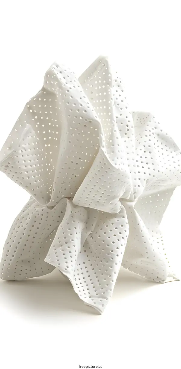 A white crumpled napkin on a white background
