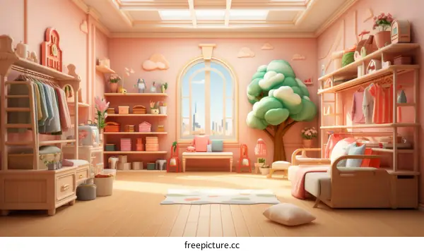 Dreamy Pink Cartoon Room
