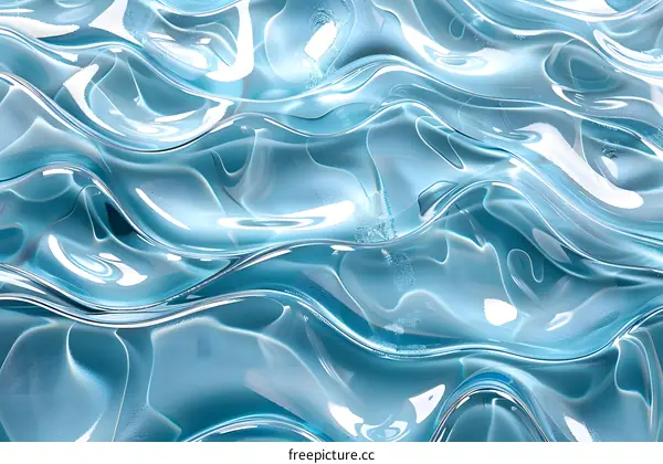 Blue Abstract 3D Render of Water Surface with Caustics