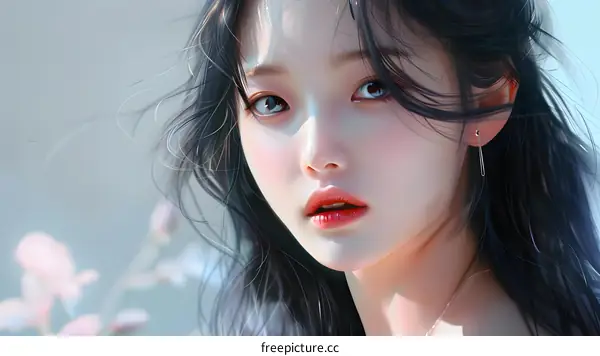 Digital Art Portrait of a Beautiful Asian Woman
