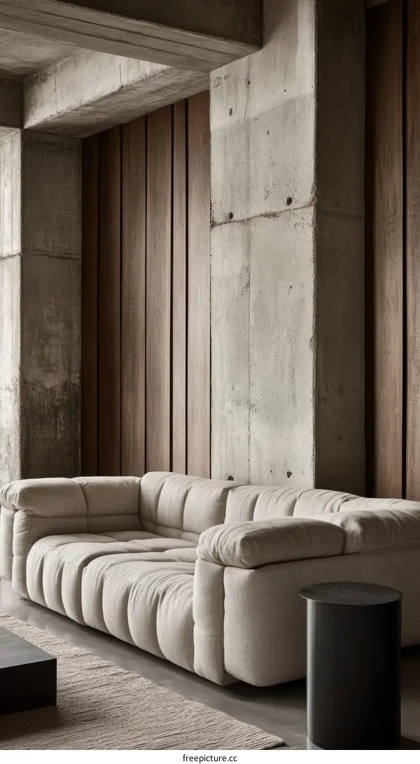 Modern Concrete Living Room with Sofa