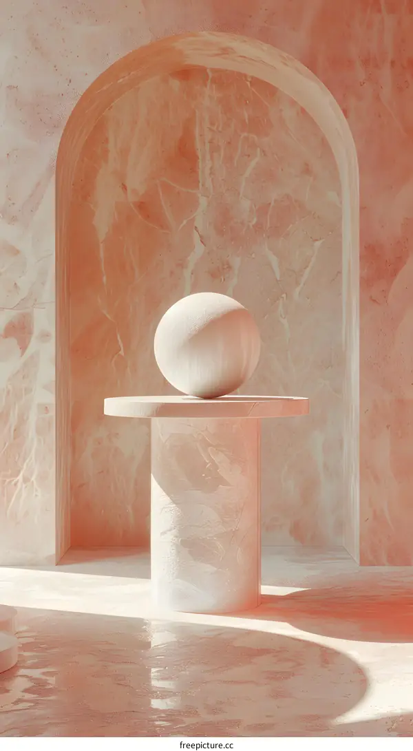 Pink Geometric Shapes in a Serene Space