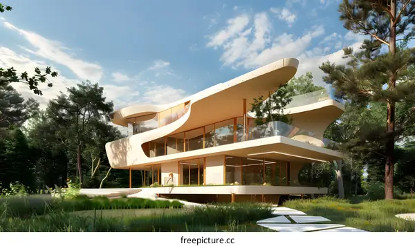 Modern Architecture House Design With Curved Walls