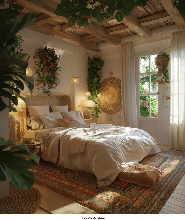 Bohemian Bedroom Interior Design Illustration