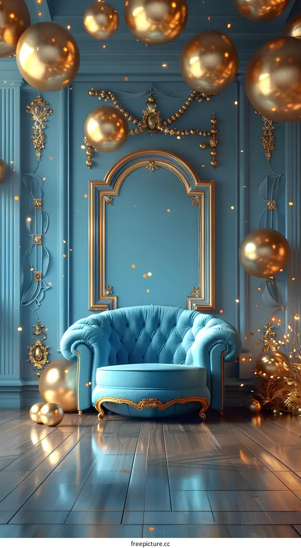 Blue room with golden decorations