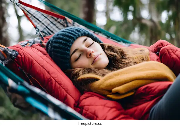 Woman Sleeping in Hammock in the Woods