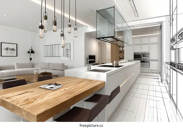 Modern Kitchen Design with Open Concept Living Area