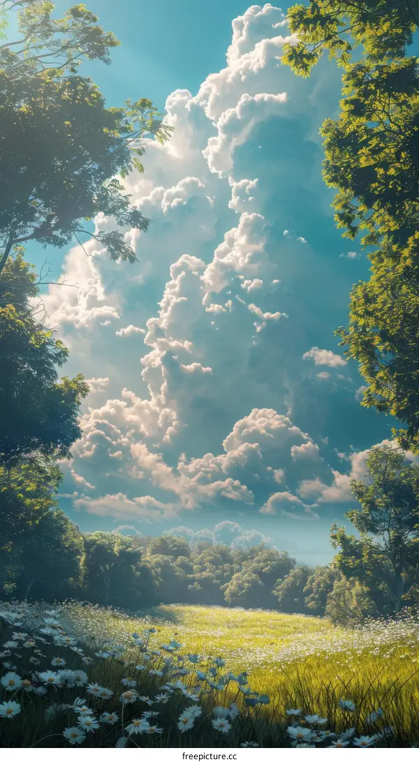 Beautiful Summer Day in a Field of Daisies