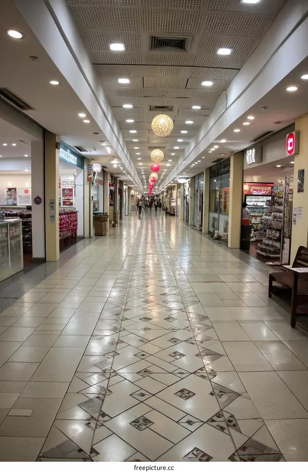 Shopping Mall Interior with Decorative Flooring