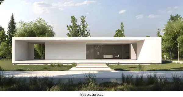 Minimalist Modern House with Glass Doors and Concrete Walls