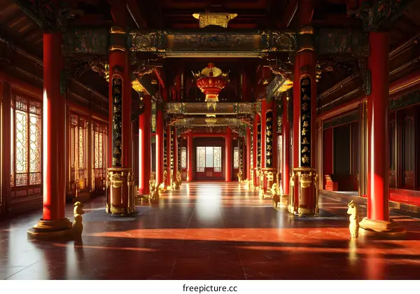 Traditional Chinese Palace Hall Interior Architecture Design
