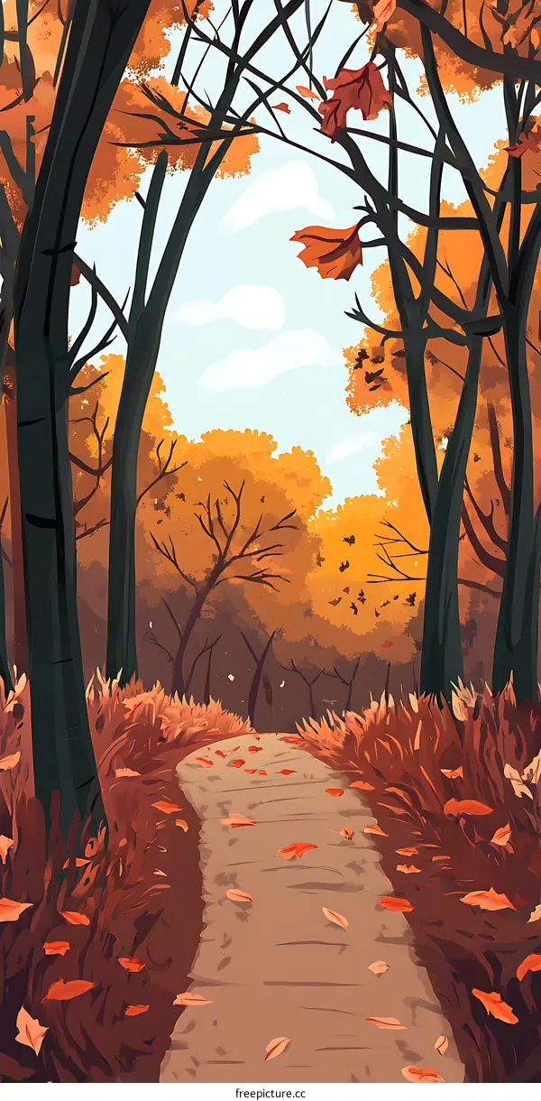 Autumn Forest Path Illustration