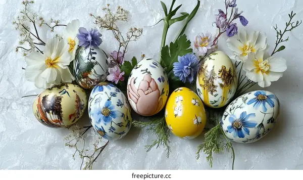 Hand Painted Easter Eggs with Floral and Nature Design