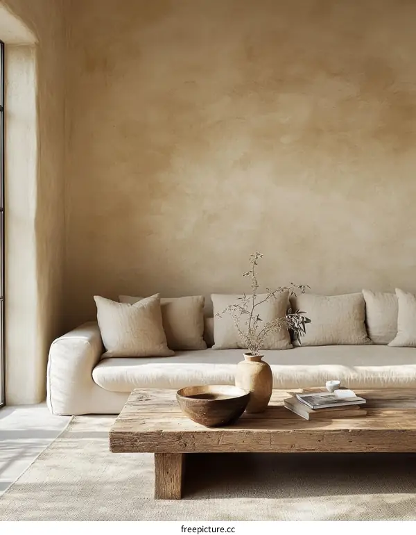 Minimalist Beige Living Room Interior Design