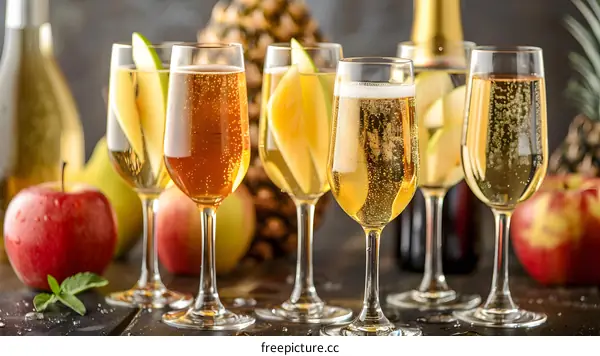 Sparkling Wine with Apples and Pineapple
