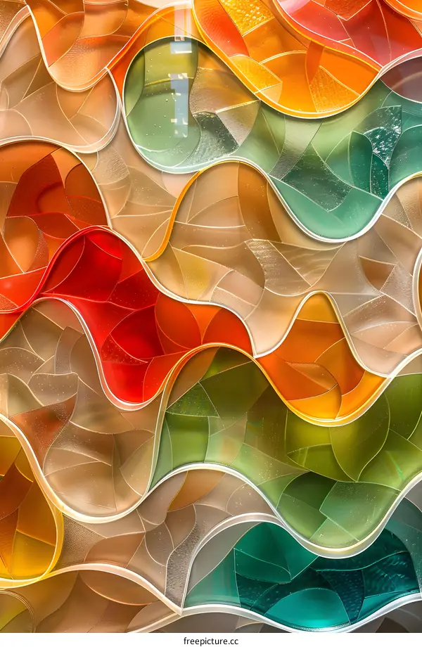 colorful wavy translucent 3d shapes