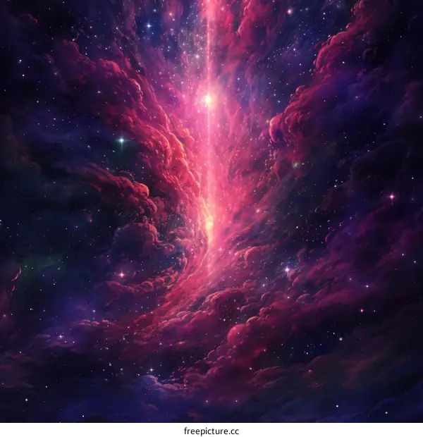 Interstellar space cloudscape with bright shining stars