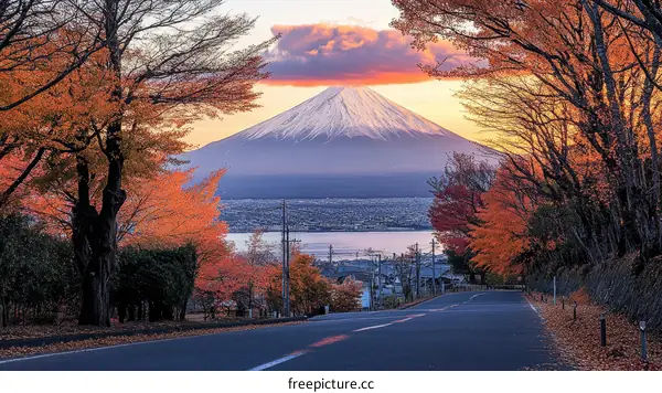 Autumnal Mountain View with Mount Fuji