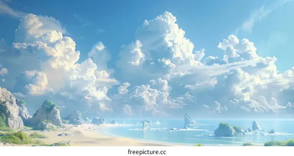 Beautiful Cloudy Sky Over Beach Landscape