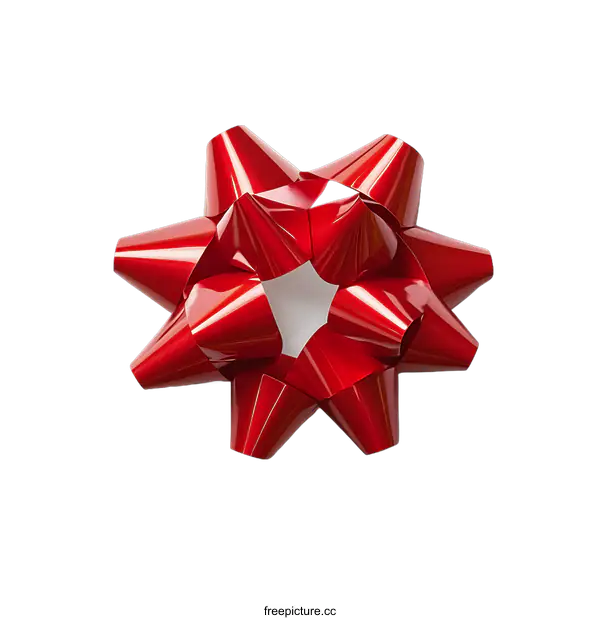 [Transparent Background PNG]Red Shiny Gift Bow Isolated on transparent background