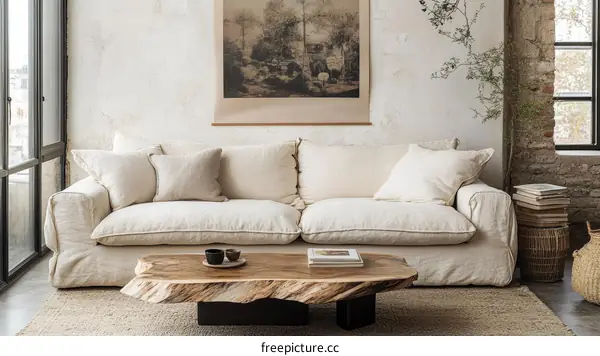 Modern Farmhouse Living Room with Linen Sofa