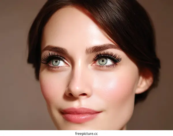 Close-up Portrait of a Beautiful Woman with Elegant Makeup