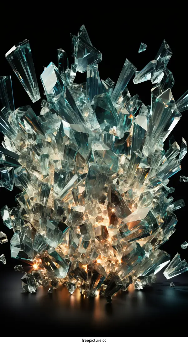 Stunning 3D render of blue crystal shards