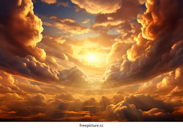 Heaven's glory and the light of God shining through the clouds