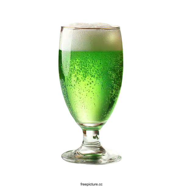[Transparent Background PNG]Green Beer in Glass on White Background