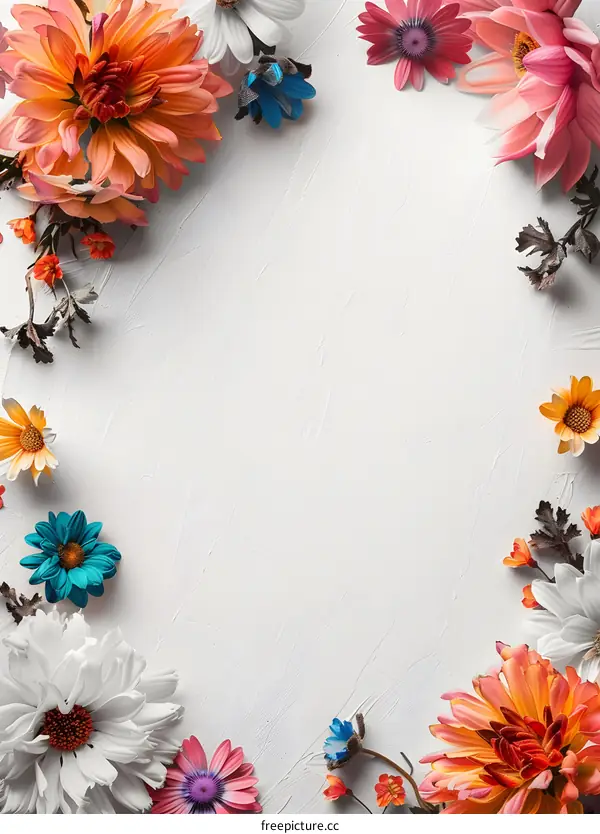 Colorful Flowers on White Background