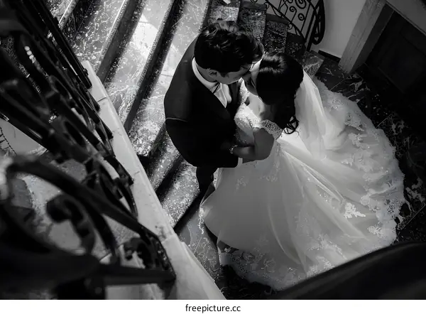 Black and white wedding photo
