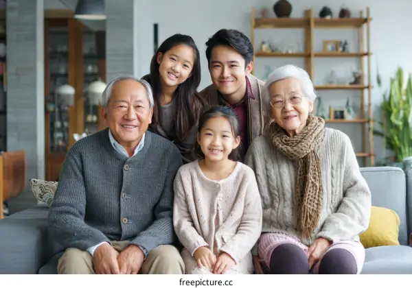 Happy Asian Family Portrait