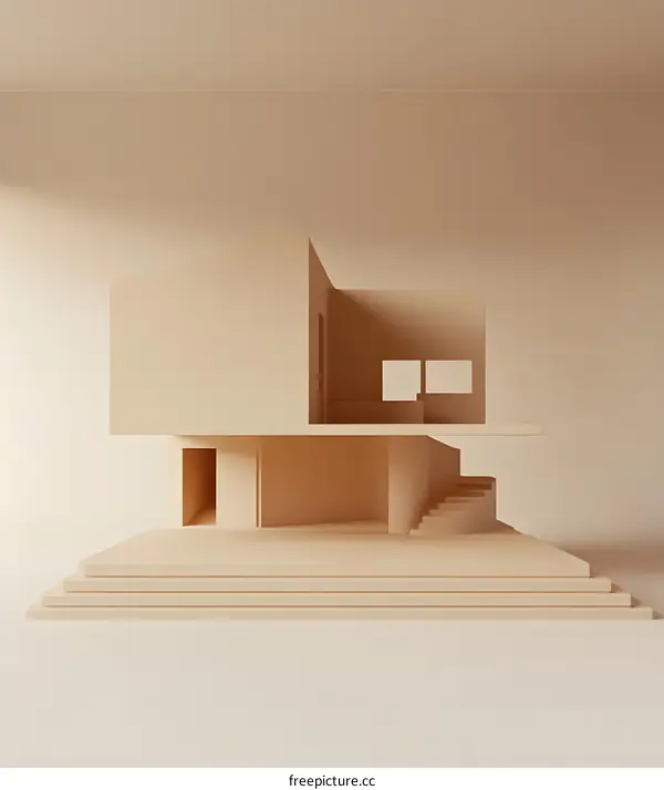 Modern Minimalist House 3D Model Render