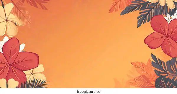 Tropical Floral Background Orange Yellow Flowers