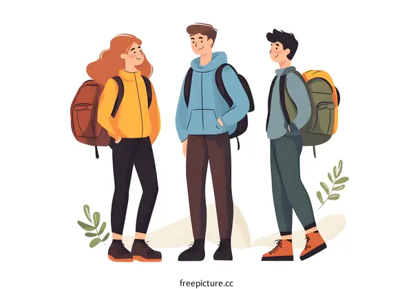 Three Friends Ready for Hiking Adventure