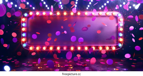 Retro Purple & Blue Shiny Billboard with Confetti