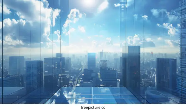 Breathtaking Metropolis Skyline from Glass Tower