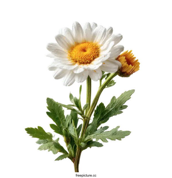[Transparent Background PNG]Closeup of a Beautiful White Flower with Yellow Center