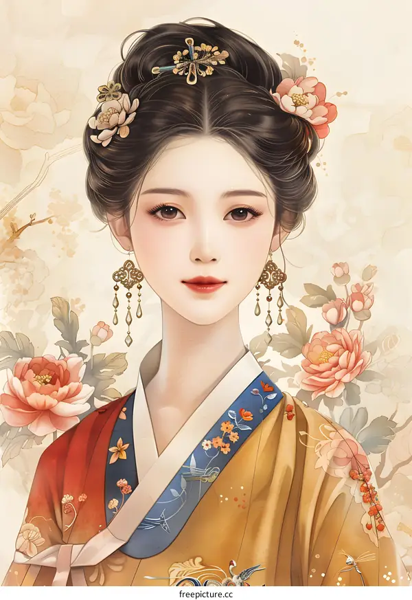 Portrait of a young woman in traditional Chinese dress