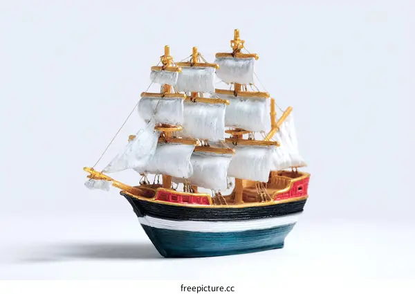 Miniature Ship Model of a Vintage Sailing Vessel