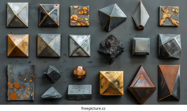 Metal and Mineral Samples: A Geometric Collection