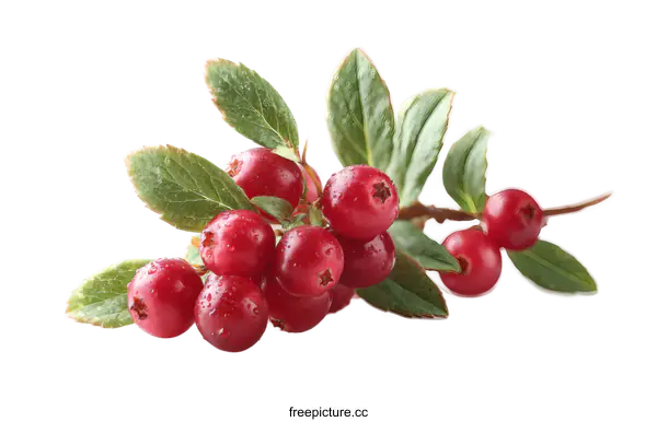 [Transparent Background PNG]Close-up of Fresh Red Berries with Leaves