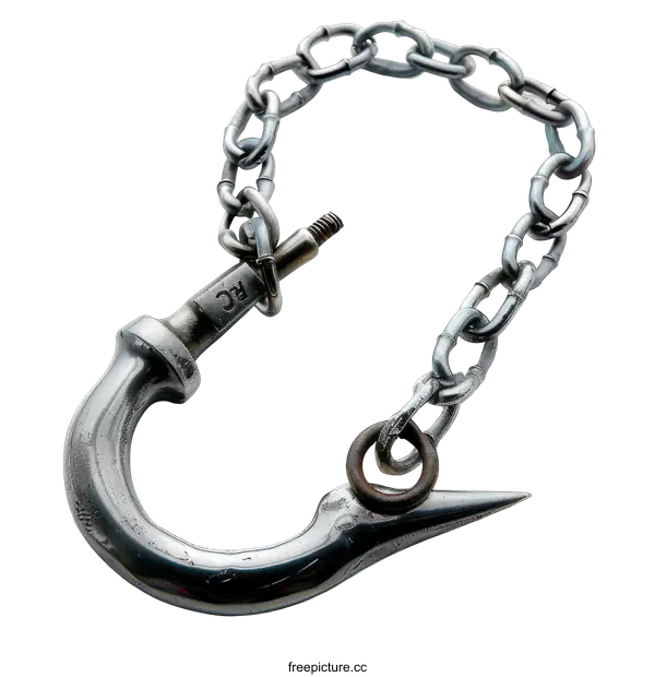 [Transparent Background PNG]Heavy Duty Metal Hook And Chain On transparent background