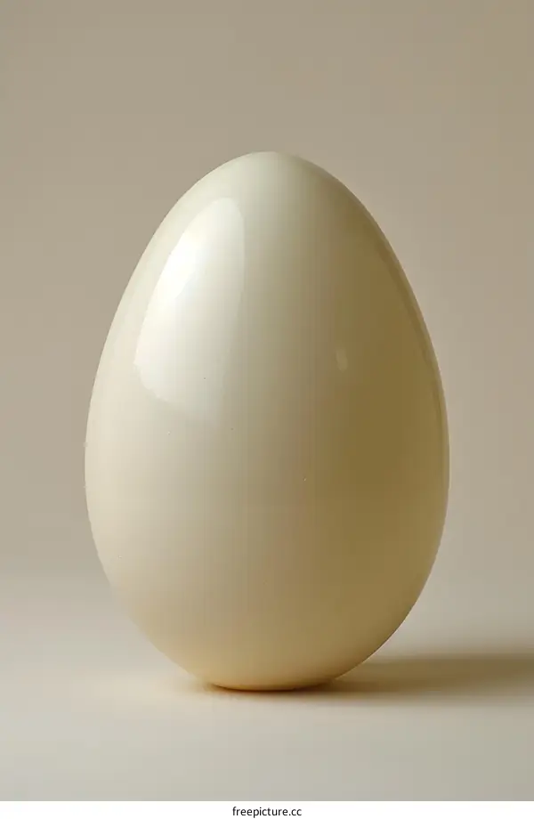Single white egg on a white background