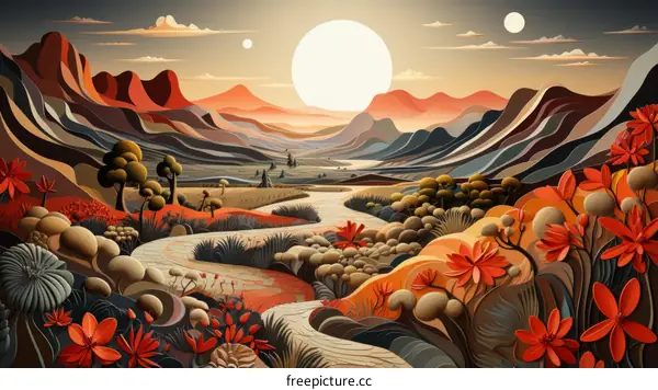 Surreal Minimalist Landscape Illustration