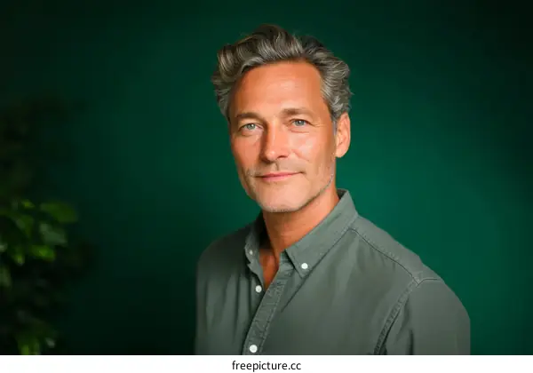 Close-up Portrait of a Mature Caucasian Man