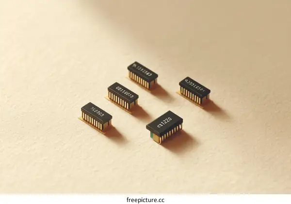 Electronic Components on Light Beige Surface