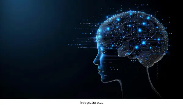 Digital Brain Human Profile Illustration