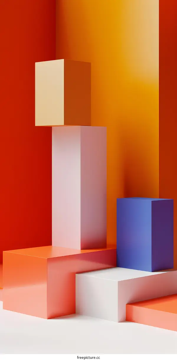 Abstract Colorful Geometric Shapes 3D Render