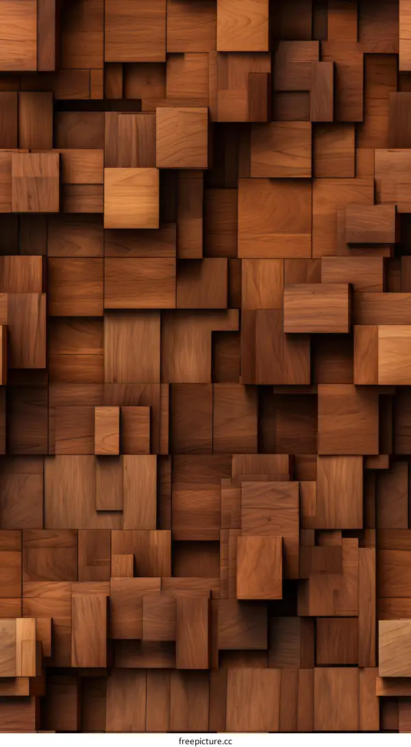 Three-dimensional wooden cube background